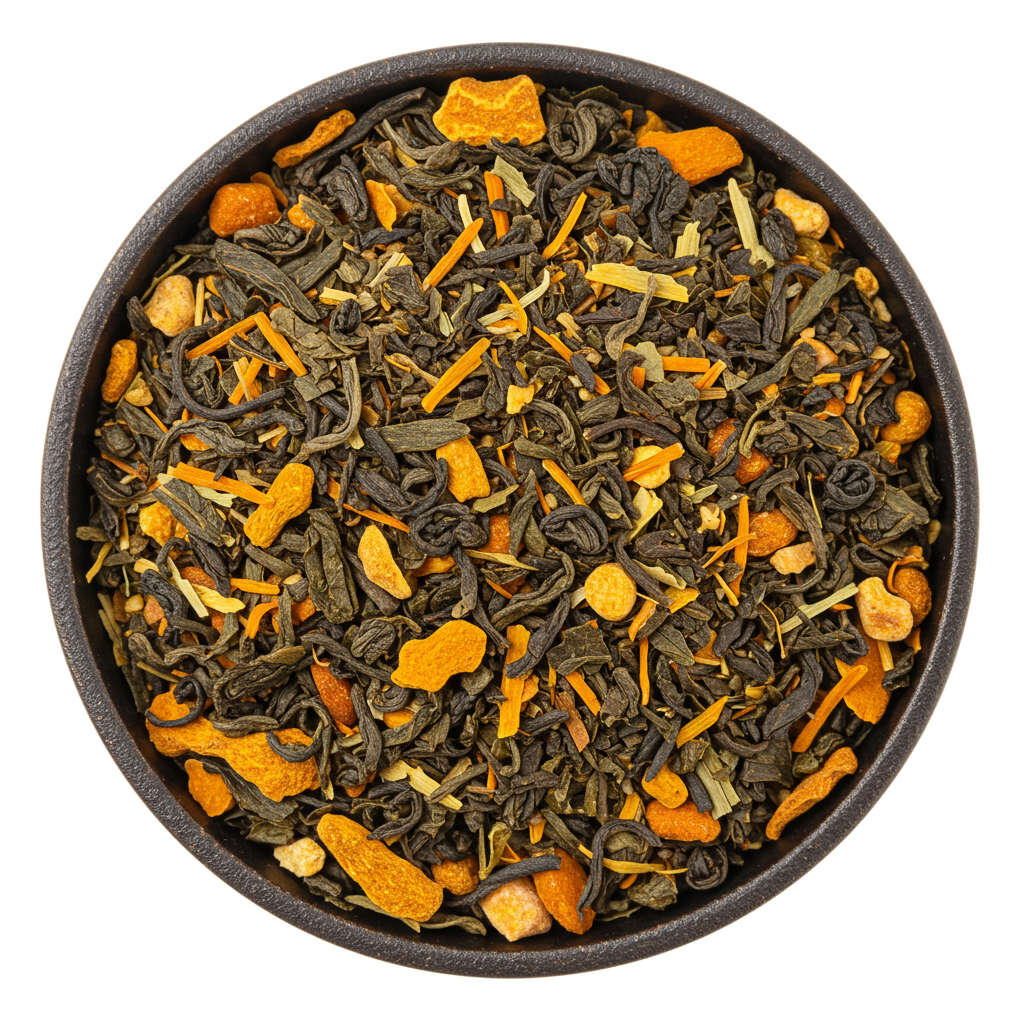Turmeric Herbal Loose Leaf Tea | Turmeric Tea with Dried Green Tea Leaves | Turmric Tea Loose Leaf | Makes 50+ Cups | 100g (3.5oz)