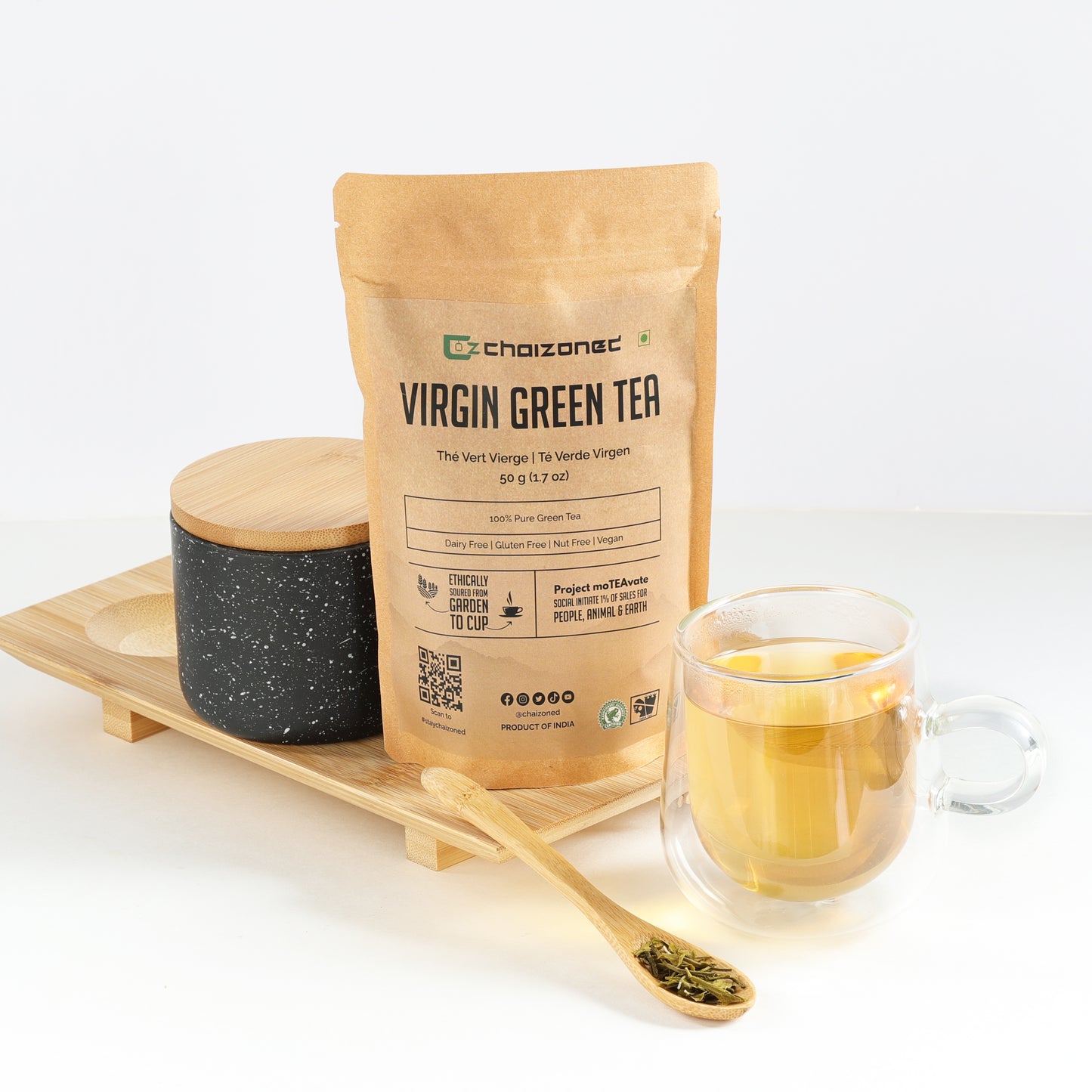 Antioxidant Powerhouse Tea Gift Set - Virgin Green Tea, White Peony Tea & Matcha with free Tea Infuser