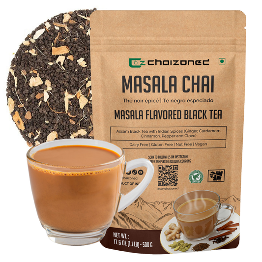 Indian Masala Chai Spiced Loose Leaf Black Tea with Ginger, Cardamom & Cinnamon, 500g