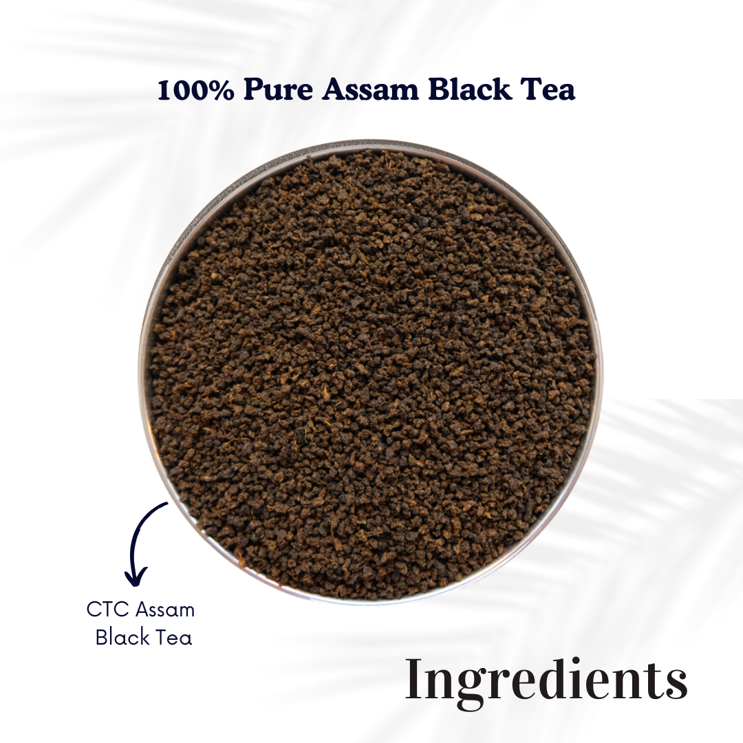 Assam Loose Leaf Black Tea, Premium Indian Black Tea, Strong & Malty, 500g Resealable Pouch