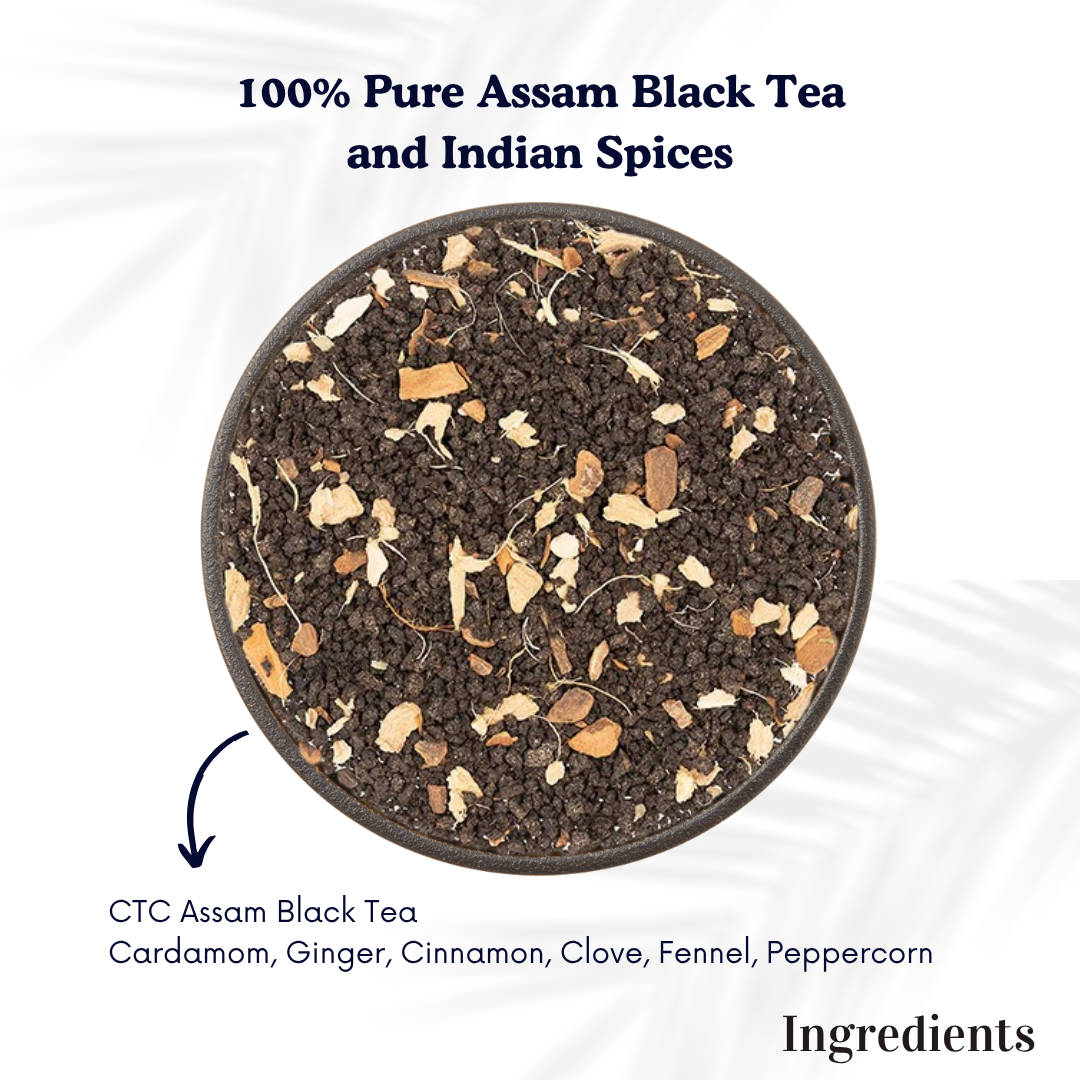 Indian Masala Chai Spiced Loose Leaf Black Tea with Ginger, Cardamom & Cinnamon, 500g