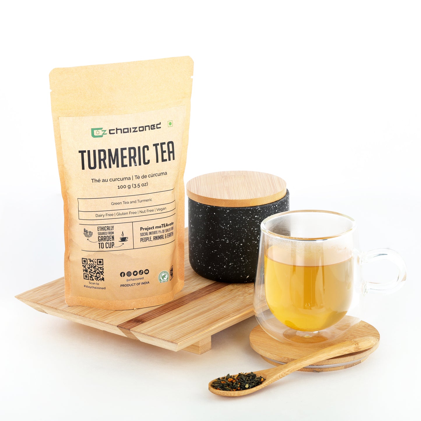 Immune Boost Trio Tea Gift Set - Turmeric Tea, Virgin Green Tea and Hibiscus Tea with free Tea Infuser